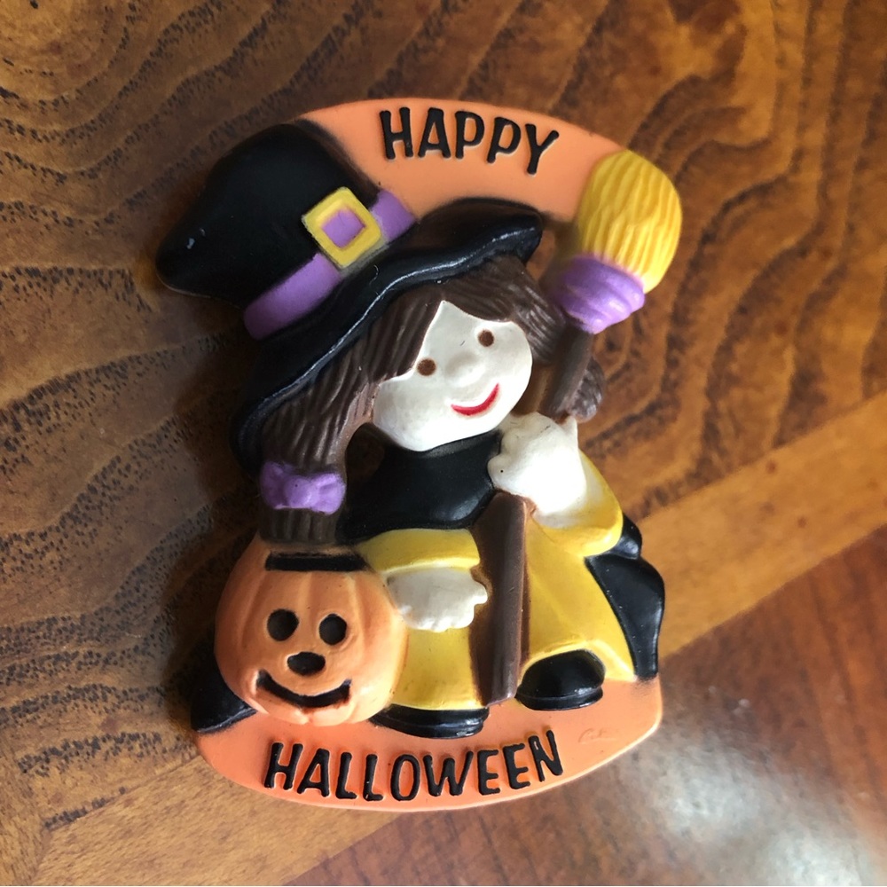 Happy Halloween witch brooch pin